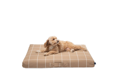 Tan Grid Dog Bed
