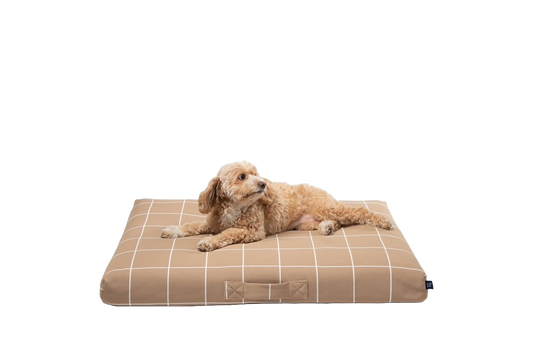 Tan Grid Dog Bed