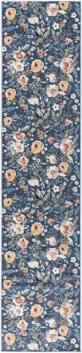Nourison Navy & Multicolor Machine Washable Rug - 2'2" x 8'