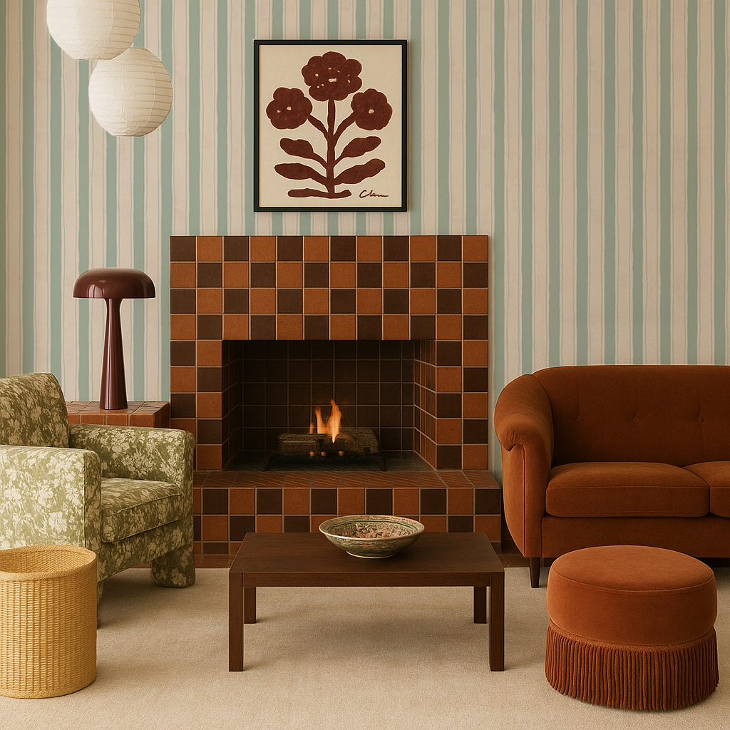 Riviera Stripe Wallpaper, off-white and mint