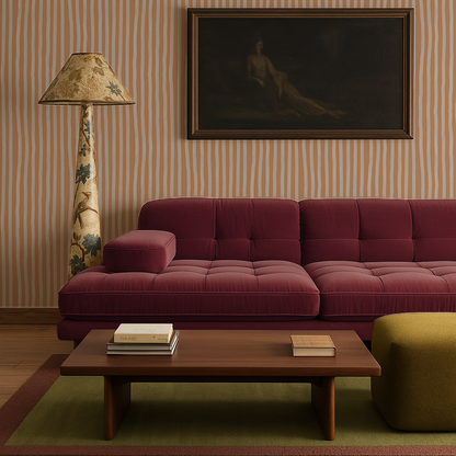 Dolce Stripe Wallpaper, apricot and off-white