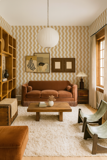 Ziggy Stripe Wallpaper, white and butter yellow