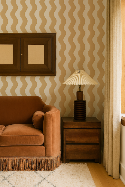 Ziggy Stripe Wallpaper, white and butter yellow