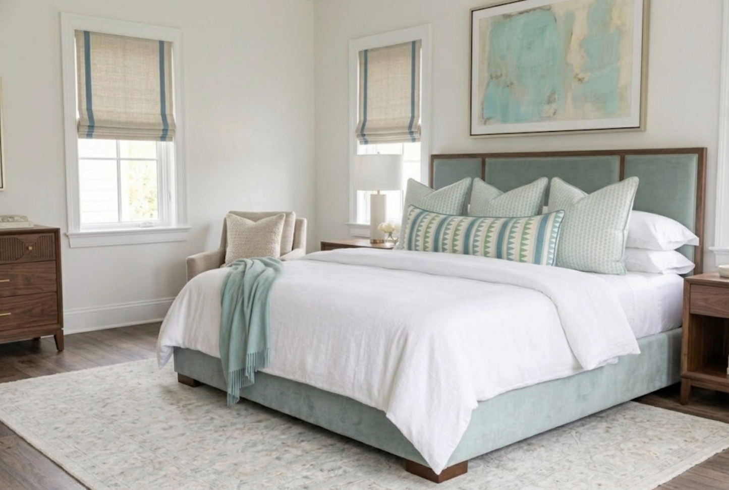 Lomita Striped Pillow in Green and Blue
