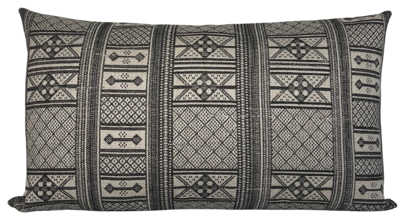 Masai Pillow in Charcoal on Natural