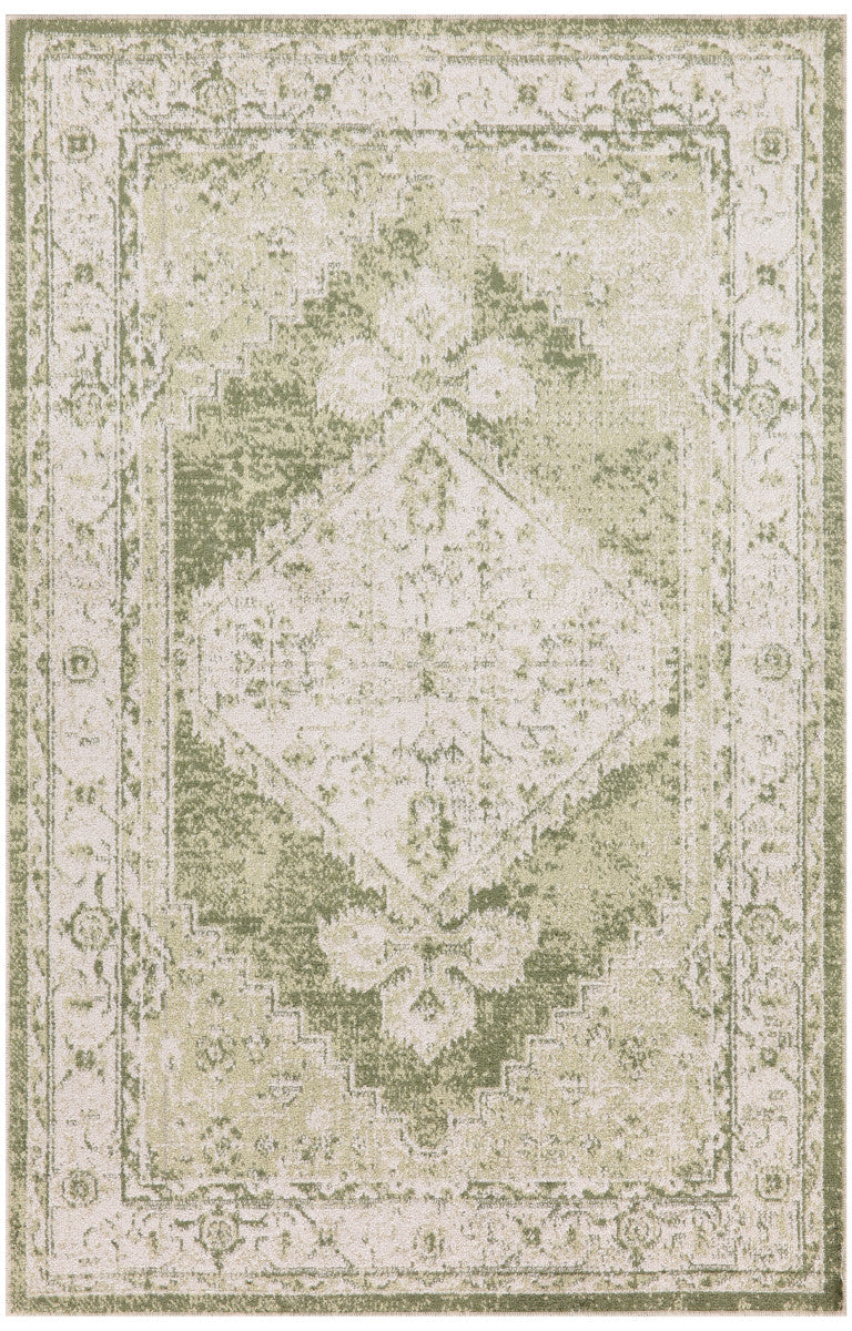 Nourison Astra Ivory & Green Pet Friendly Machine Washable Rug - 3'3" x 5'