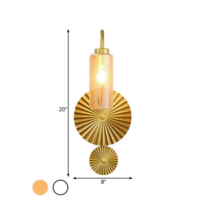 Mid Century Brass Gooseneck Wall Lamp with Glass Shade