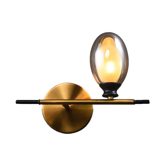 Mid Century Brass Wall Lamp with Dual Oval Glass Shade