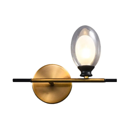 Mid Century Brass Wall Lamp with Dual Oval Glass Shade