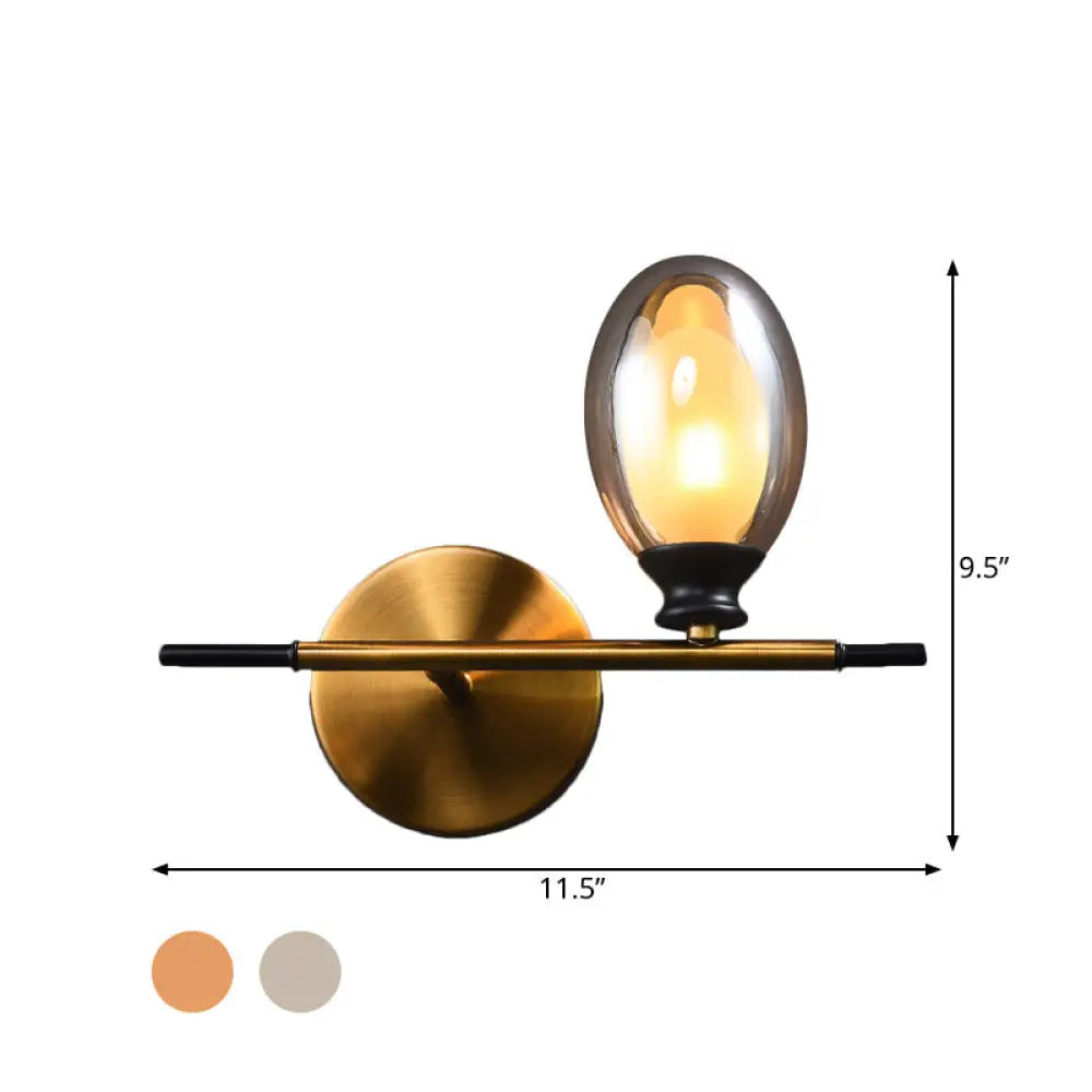 Mid Century Brass Wall Lamp with Dual Oval Glass Shade