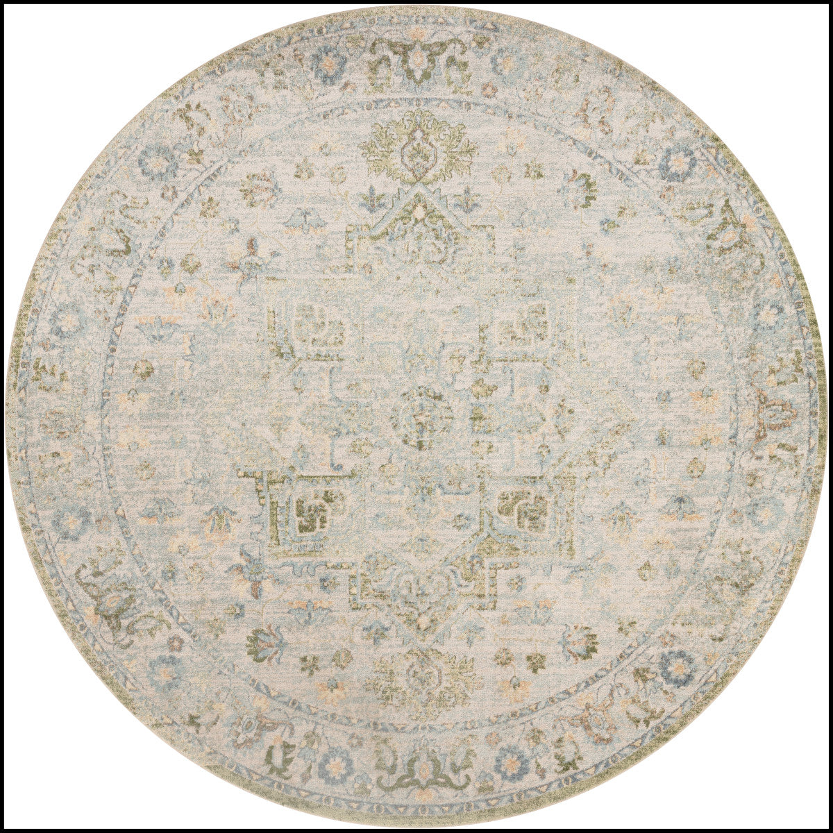 Nourison Astra Blue & Green Pet Friendly Machine Washable Rug - 7'10" Round