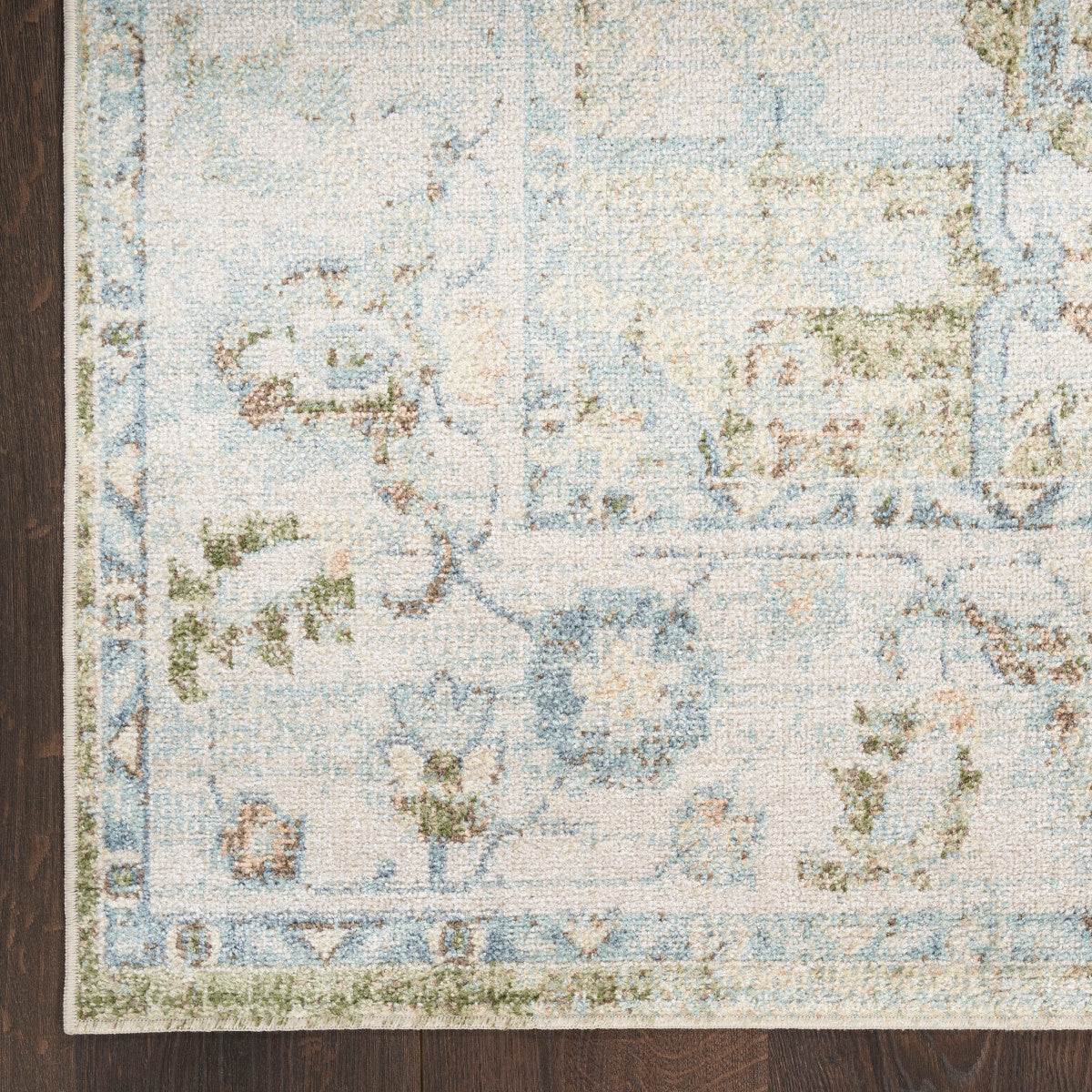 Nourison Astra Blue & Green Pet Friendly Machine Washable Rug - Corner