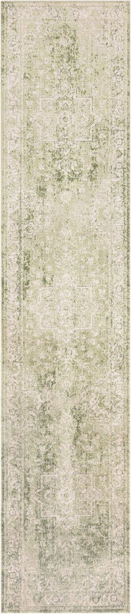 Nourison Astra Ivory & Green Pet Friendly Machine Washable Rug - 2'2" x 8'