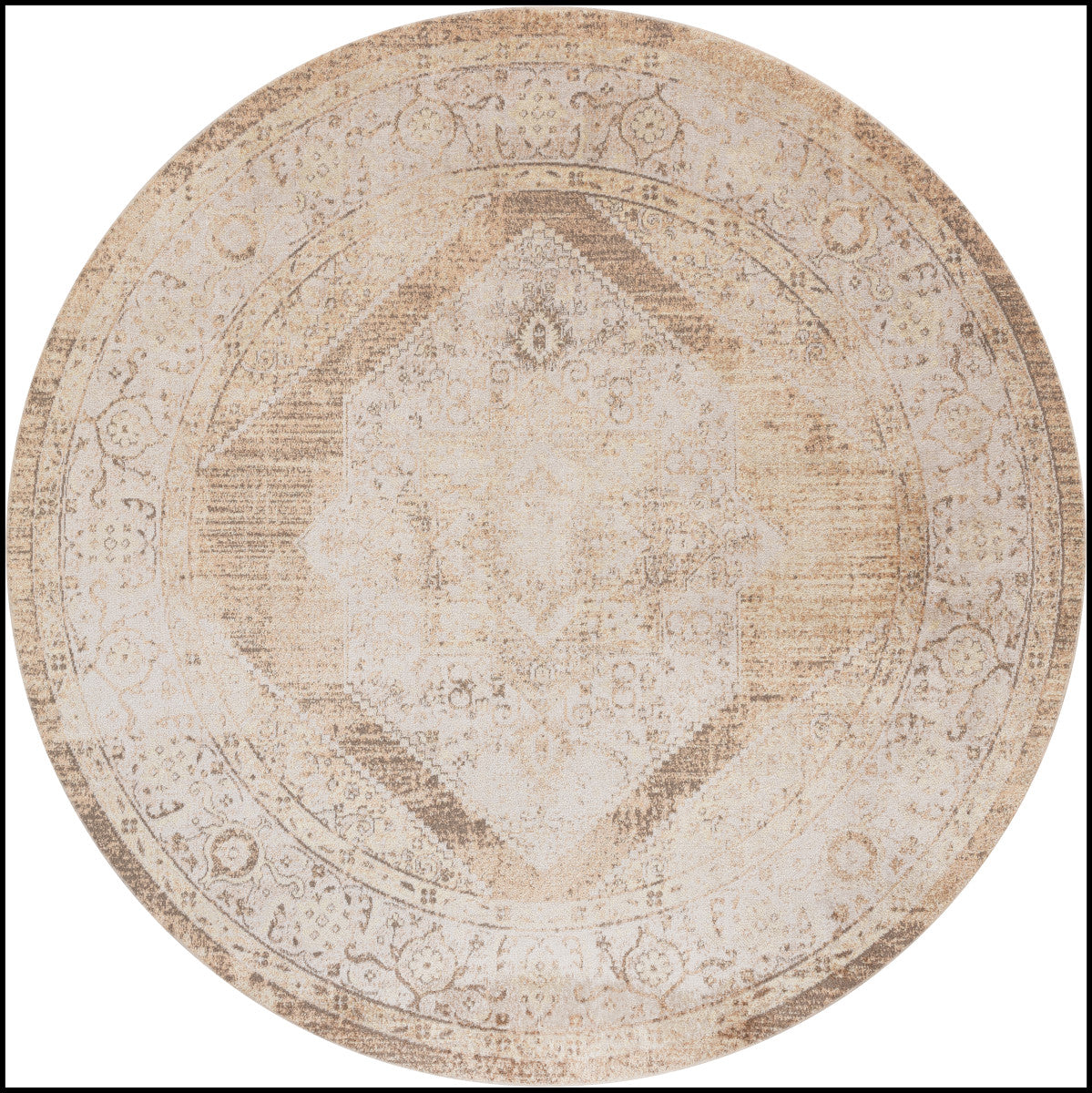 Nourison Astra Beige Pet Friendly Machine Washable Rug - 7'10" Round