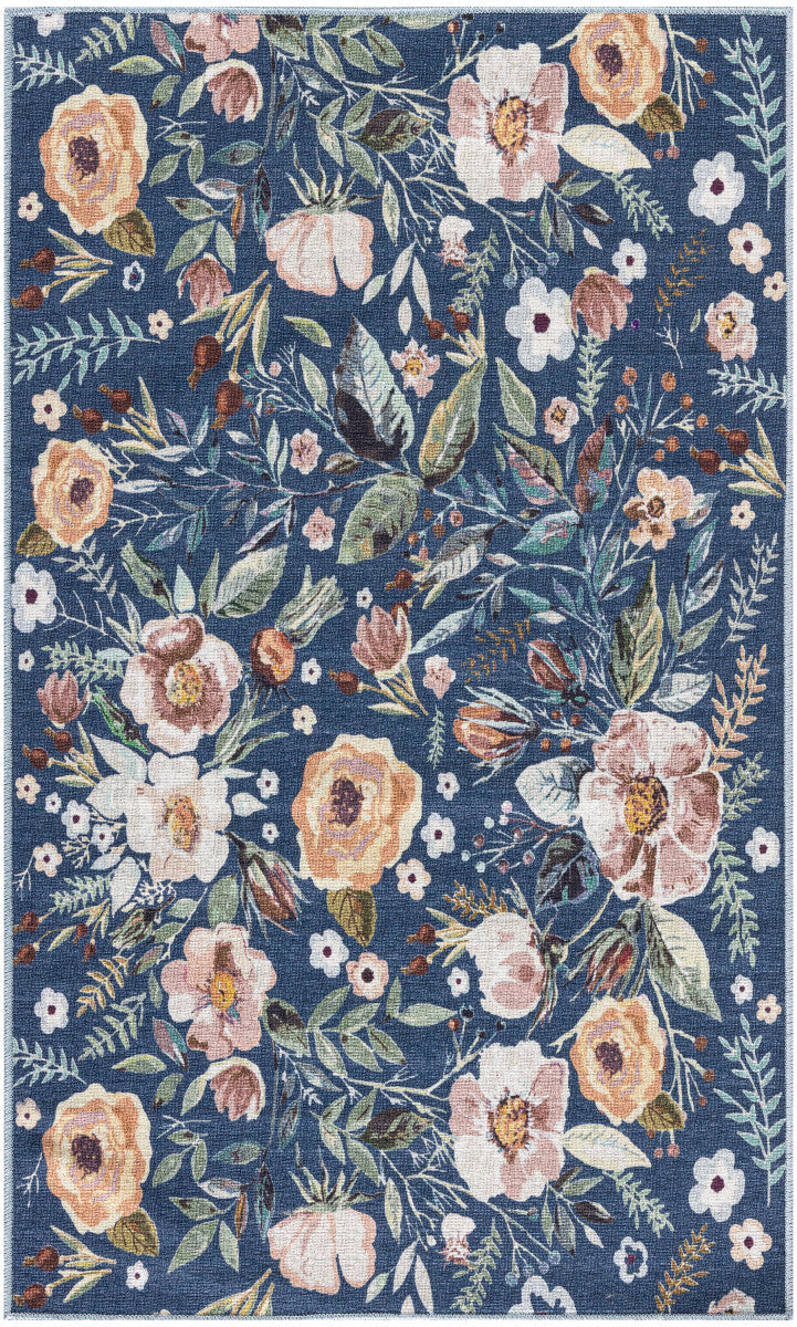 Nourison Navy & Multicolor Machine Washable Rug - 3' x 5'