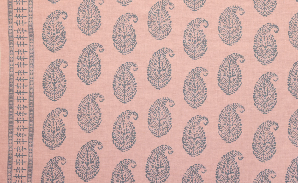 Kashmir Paisley Pillow in Pink + Blue