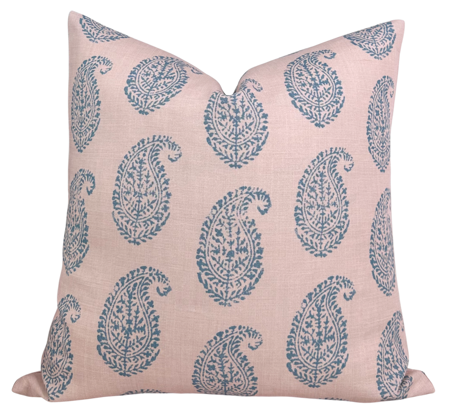 Kashmir Paisley Pillow in Pink + Blue