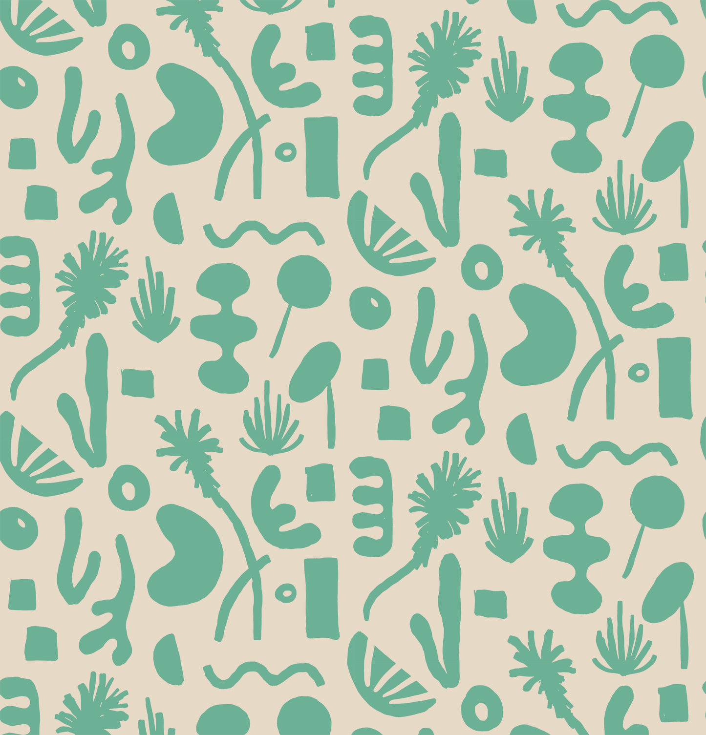 Pool Side Wallpaper - Tan & Teal