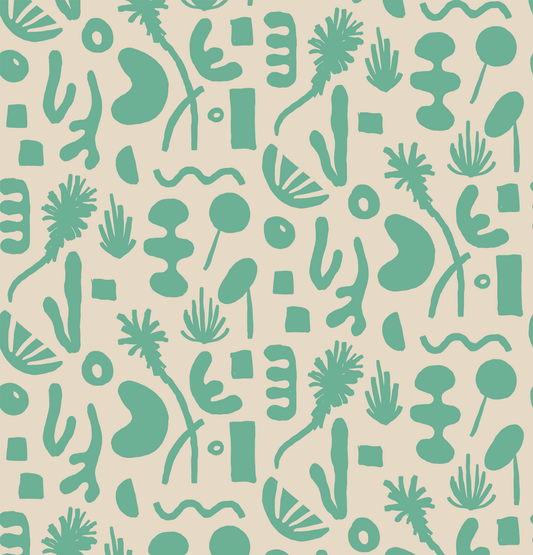 Pool Side Wallpaper - Tan & Teal