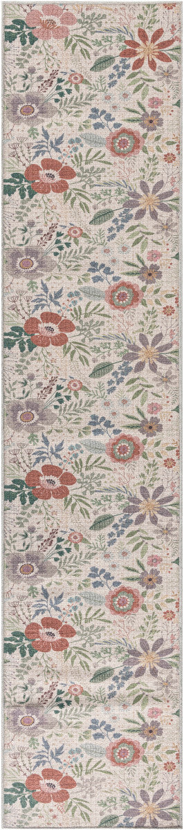 Nourison Cream & Multicolor Machine Washable Rug - 2'2" x 8'