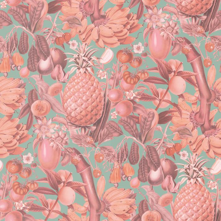 Juicy Fruit Wallpaper, mint and coral
