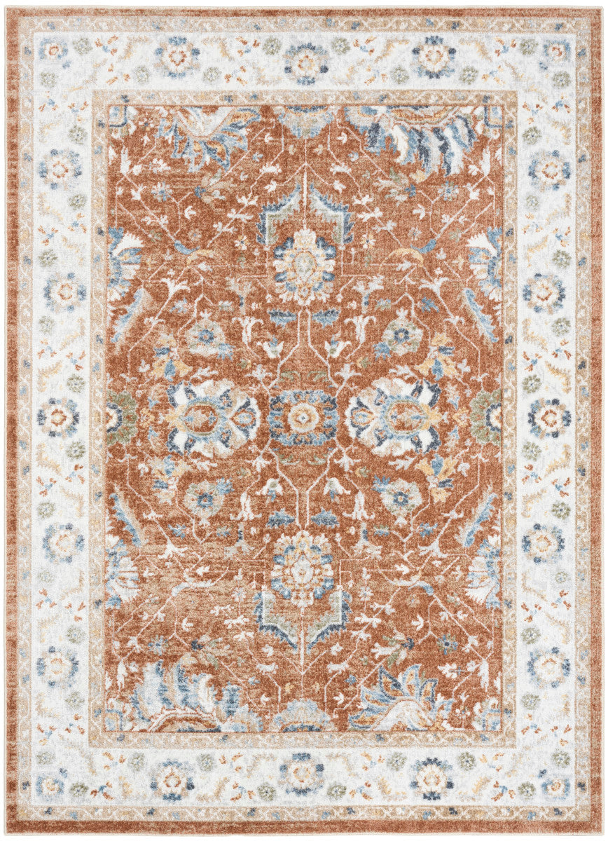 Nourison Astra Rust & Ivory Pet Friendly Machine Washable Rug - 6'7" x 9'