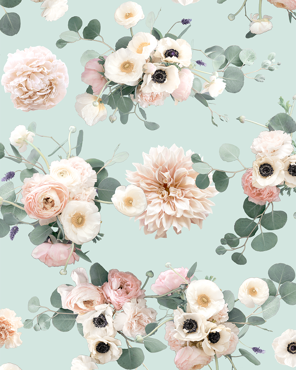 Sunrise Floral Wallpaper - Blue