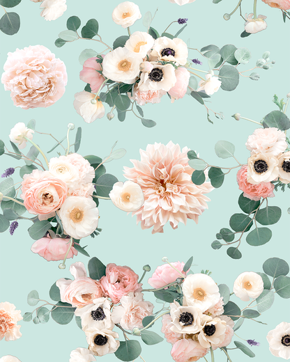 Sunrise Floral Wallpaper - Blue