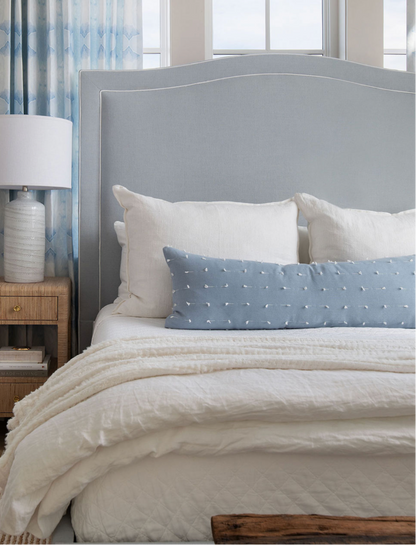 Teton Embroidered Pillow in Sky Blue