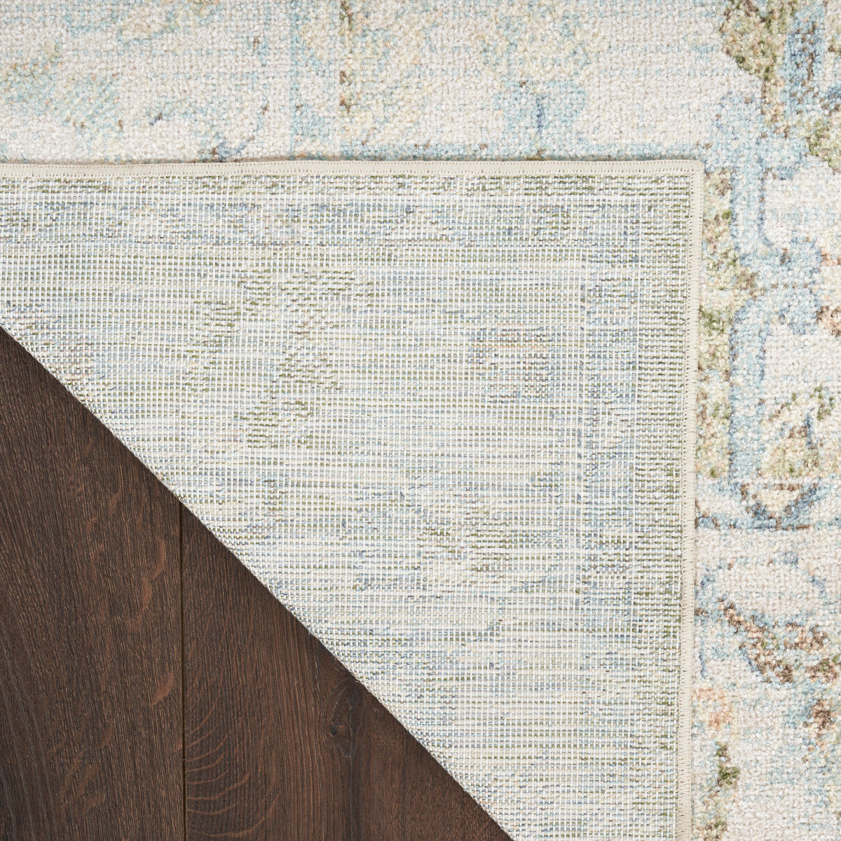 Nourison Astra Blue & Green Pet Friendly Machine Washable Rug - Corner