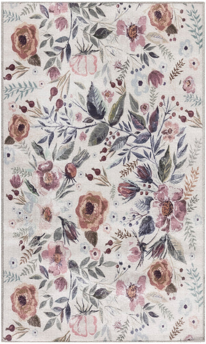 Nourison Ivory & Pink Machine Washable Rug - 2' x 3'