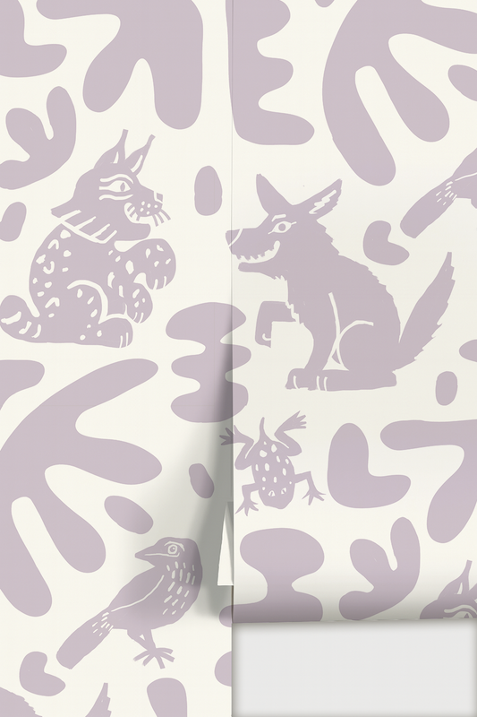 Abstract Animales Wallpaper, lavender