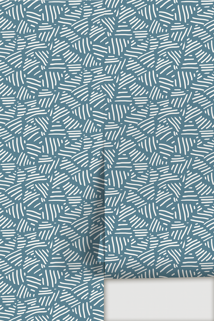 Simple Stripes Wallpaper, denim blue