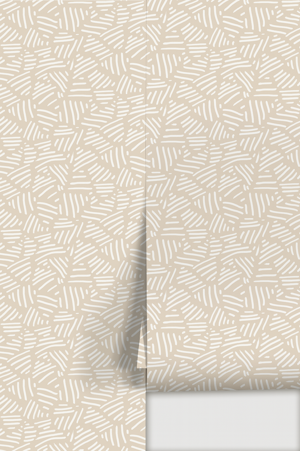 Simple Stripes Wallpaper, tan and white
