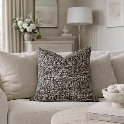 Floral Pillow in Noir