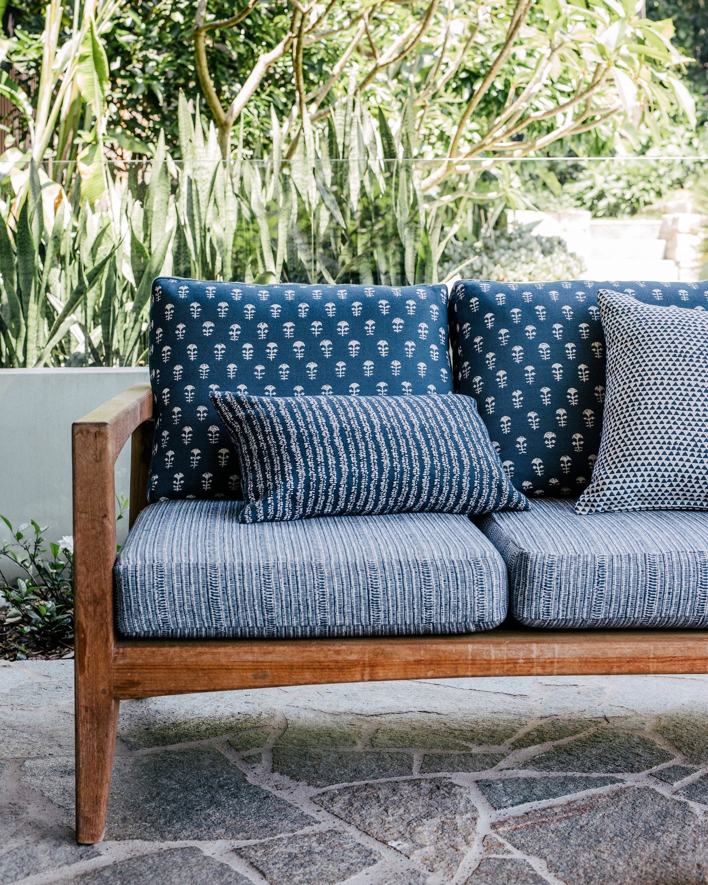 Yoko Woven Pillow in Atlantic Blue