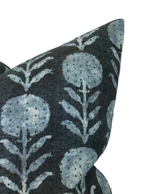 Zinnia Pillow in Indigo Blue