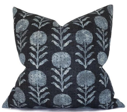 Zinnia Pillow in Indigo Blue