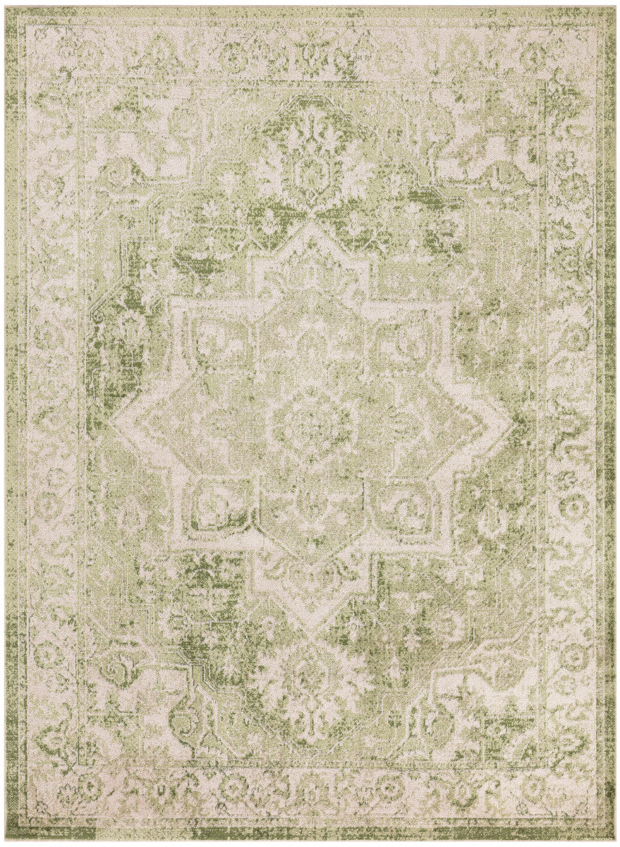 Nourison Astra Ivory & Green Pet Friendly Machine Washable Rug - 5'3" x 7'