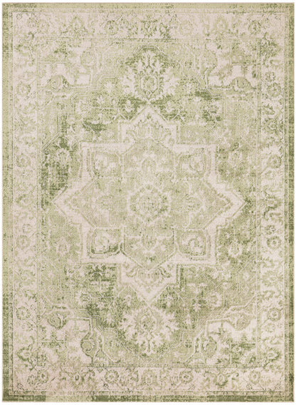 Nourison Astra Ivory & Green Pet Friendly Machine Washable Rug - 5'3" x 7'